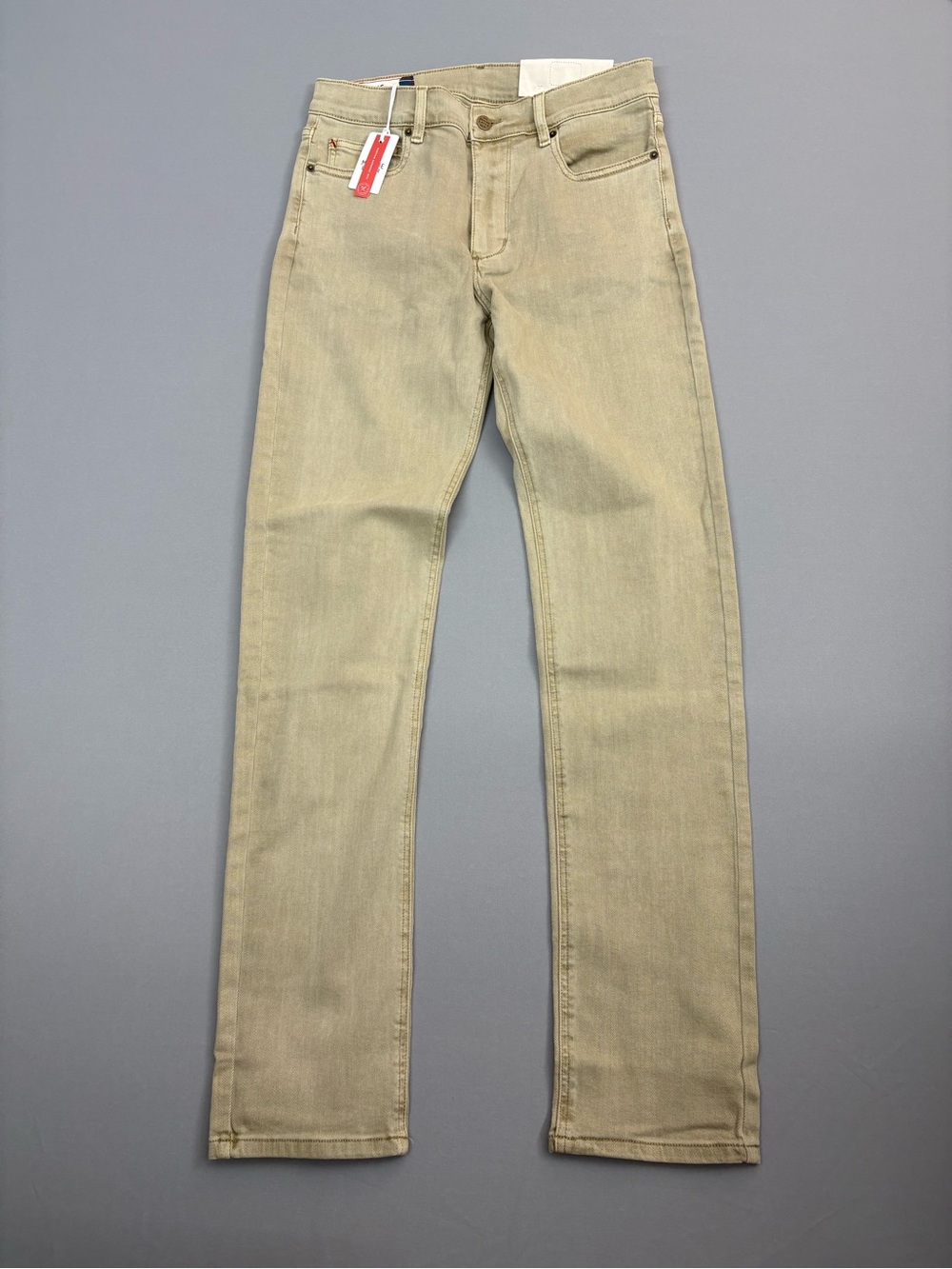 Marine Layer Slim Straight Fit 5 Pockets Twill Pants Khaki Stretch Size 32 x 34